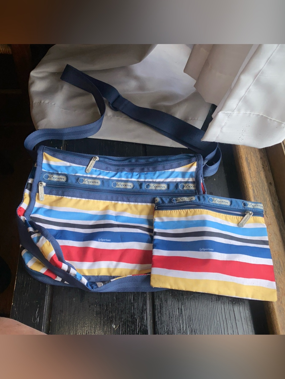 LeSportsac Striped Hobo in Blue, Red & Yellow